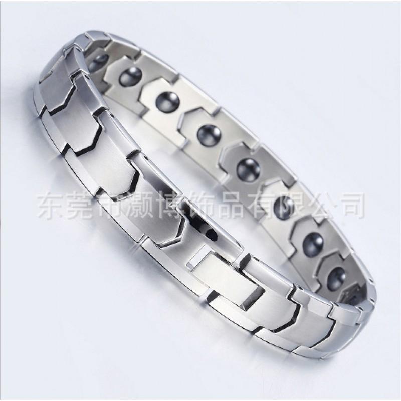 Titanium Steel Mens Geometric Block Bracelet With Black Obsidian Stone Electroplated Finish Stylish Unisex Jewelry Silver Men s