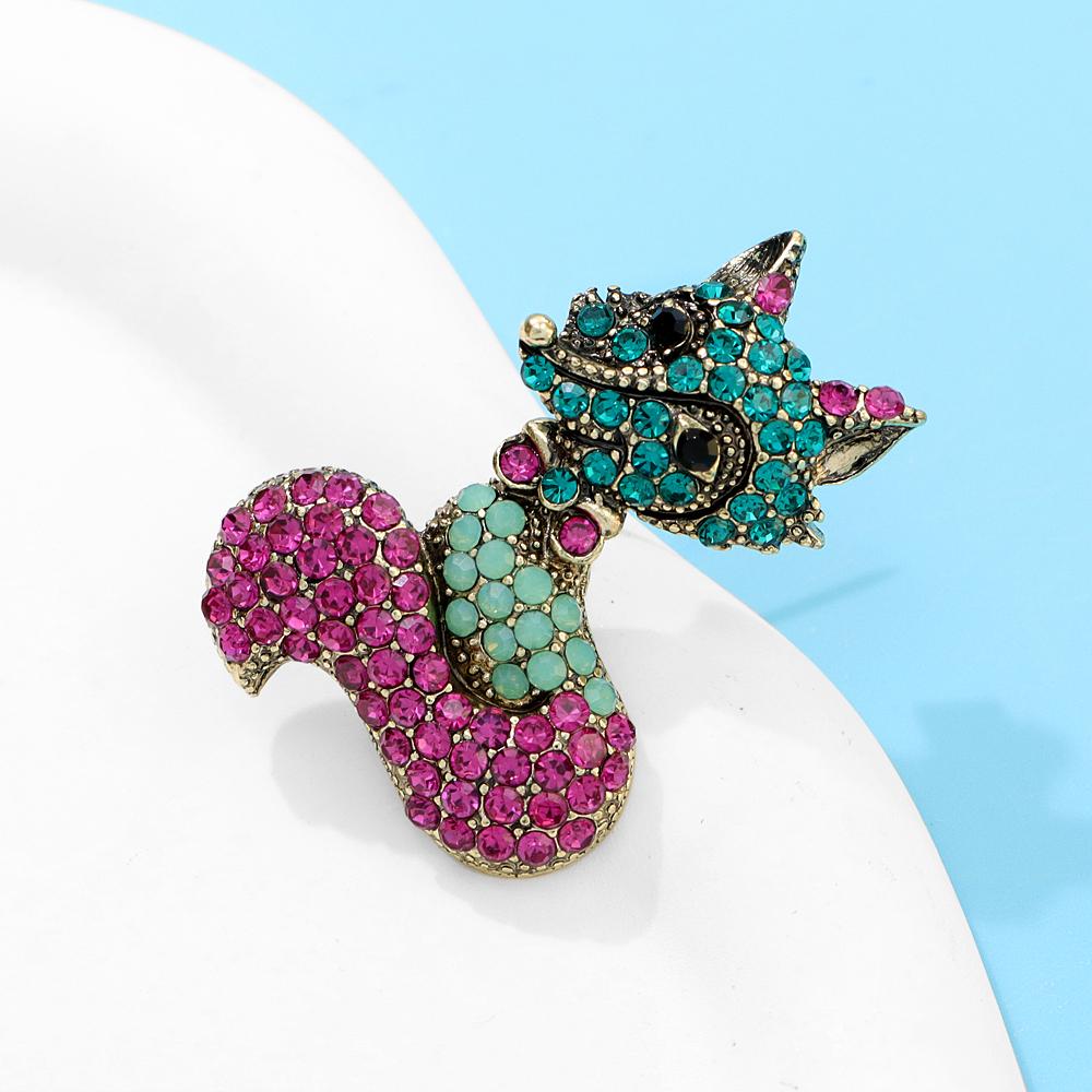 New Rhinestone Small Fox Brooch Animal Pin