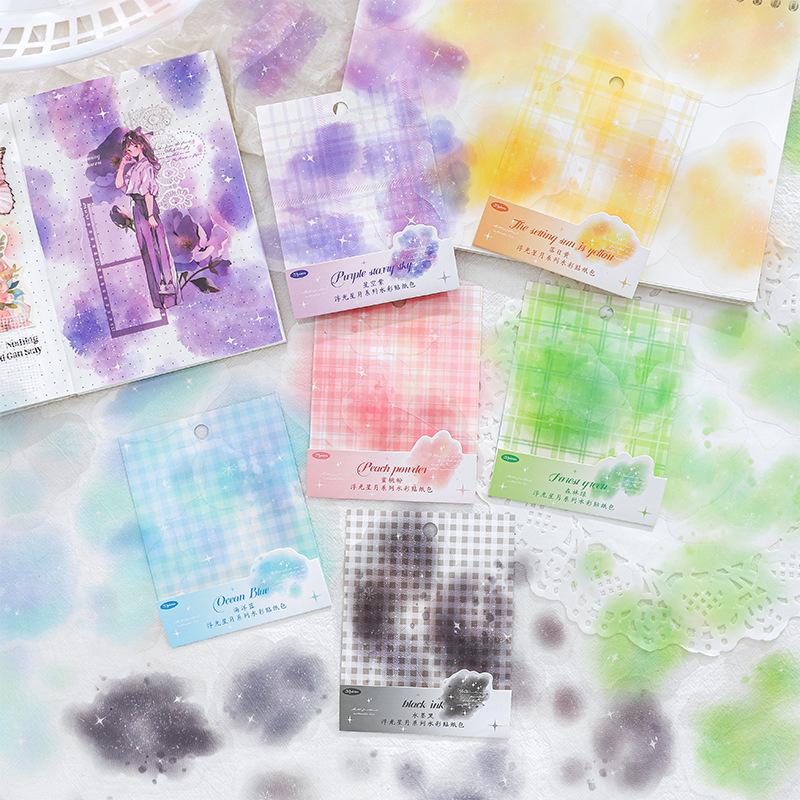 20pcs Watercolor Gradient Sticker Pack, Soft Color-Blend Decorative Stickers for Hand Account Embellishments, Notebook Decoratio