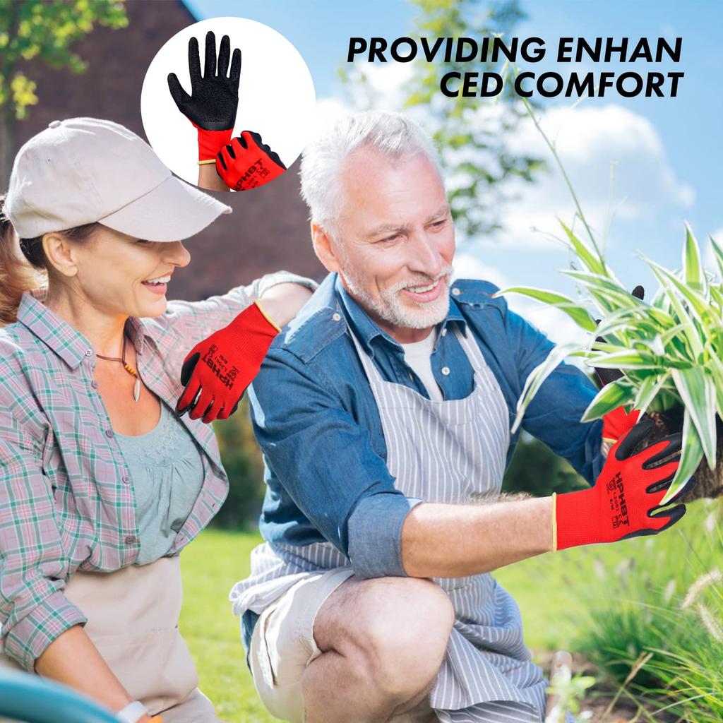 Latex Work Gloves and Safety Work Gloves Waterproof Seamless Knit Gloves for Mechanical Excellent Suitable for Warehouses and Red [HPHST] Hand-Coated