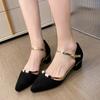 Fashion Large Pointed Thick Heels Women's Shoes 2025New Headed High Heels Buckle Strap Design with Skirt Sexy Sandals