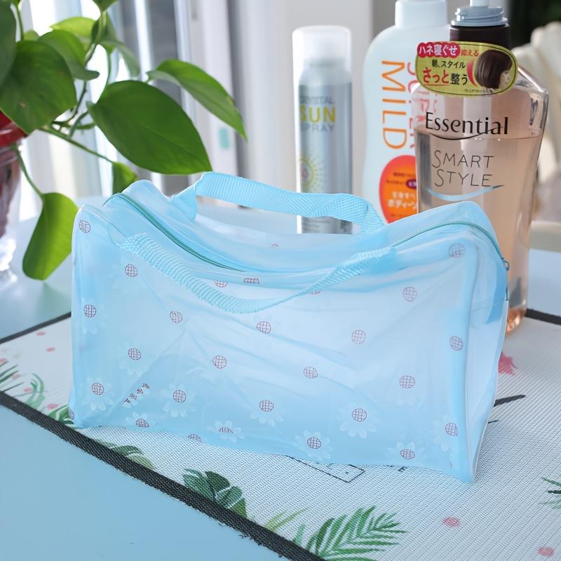 1pcs Transparent Travel Toilet Bag Waterproof PVC Toilet Bag, Waterproof Storage Cosmetic Bag with Zipper Handle Belt, Carry-on Airport Cosmetic Bag