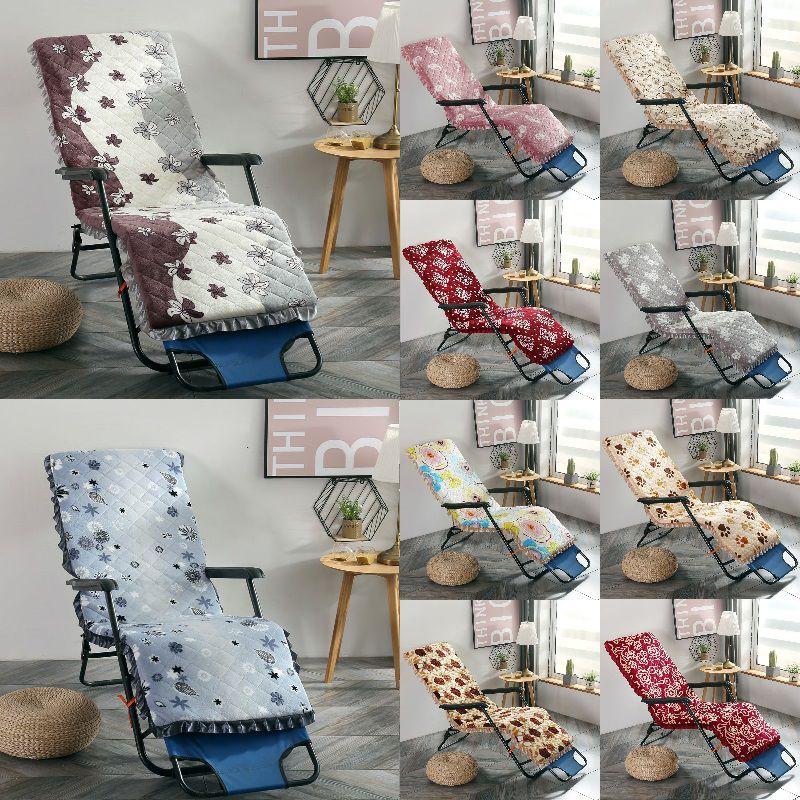 Flanell Waschbares Liegestuhlkissen Dick Gepolstert Blumendruck Liegematte Terrasse