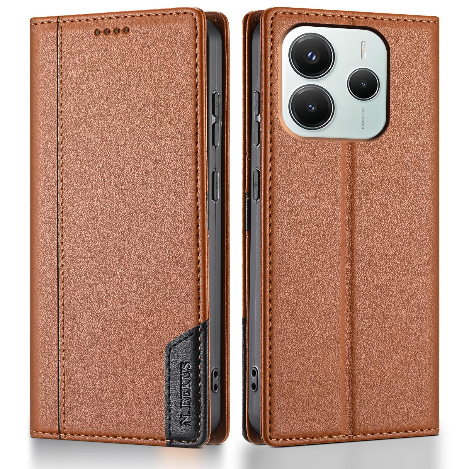 

Флип Сильный Магнитный Держатель для Карт Кошелек Кожаный Чехол для Xiaomi Redmi Note 14 Pro Plus 13 12 11 14C Обложка с RFID-блокировкой Redmi Note 14 5G (Global) коричневый