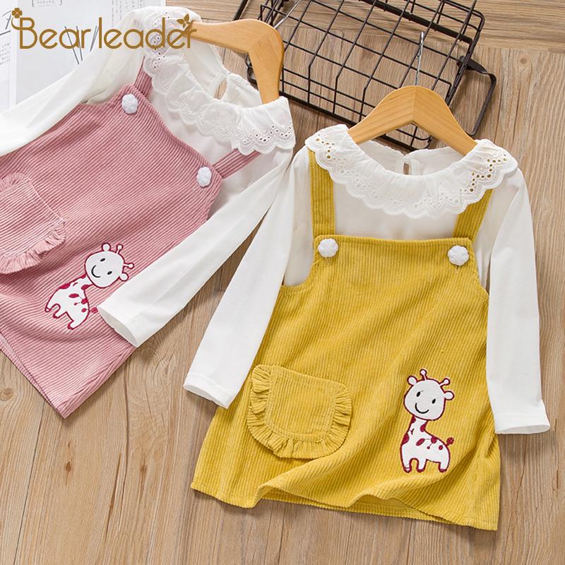 

Медведь Лидер Малыш Малыш Мультяшный Милый Платье Малыш Девочка Повседневная Подвеска Платье Сладкое Платье