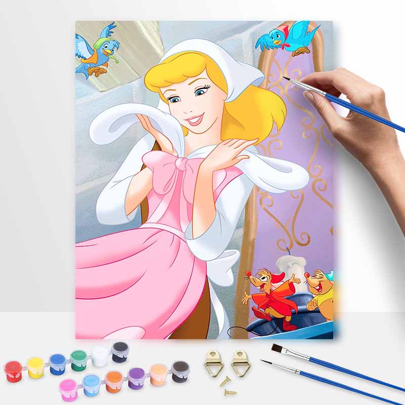 Disney Cinderella Oil Painting Art Painting Set Home Wall Decor Handmade Gift 30x40cm