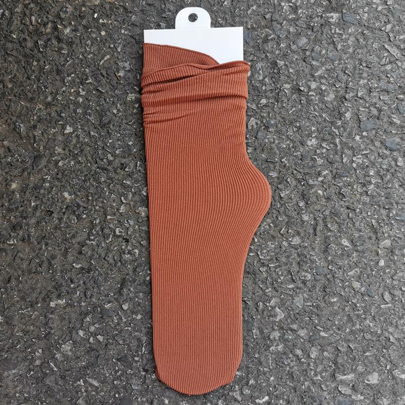 Women's Summer Thin Allpurpose Solid Color Retro Vertical Stripe In The Long Tube Pile Socks