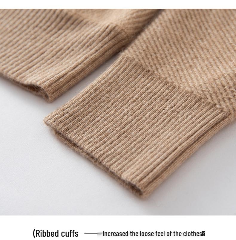 Women's Cashmere Half-High Neck Knit Sweater - Versatile, Loose-Fit, Slimming, Warm Base Layer