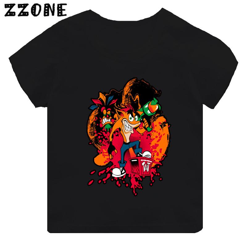 

Гарячий розпродаж Гра Crash Bandicoot Принт Мультяшна Дитяча Футболка для Дівчаток Одяг для Малюків Чорна Футболка з Коротким Рукавом Дитячі Топи 160