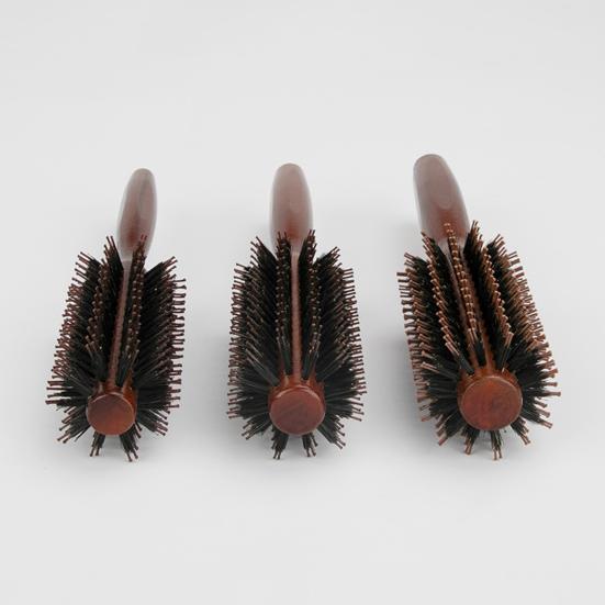 Trehåndtak Børster Rundbørste Bærbar Antistatisk Tynt Tykt Langt Rett Krøllete Hårbørste Kvinner Jenter Hårstyling Flokebørste