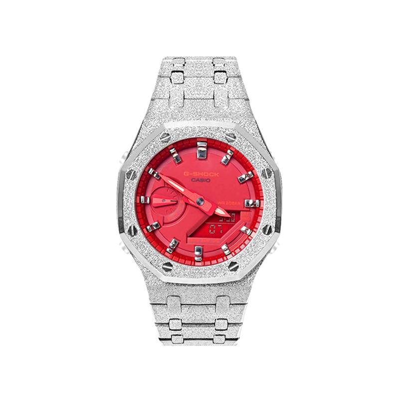 Casio Men Liquid Crystal,Analog Dual Display Series Red Watch GA-2100-4A(Watch8--)