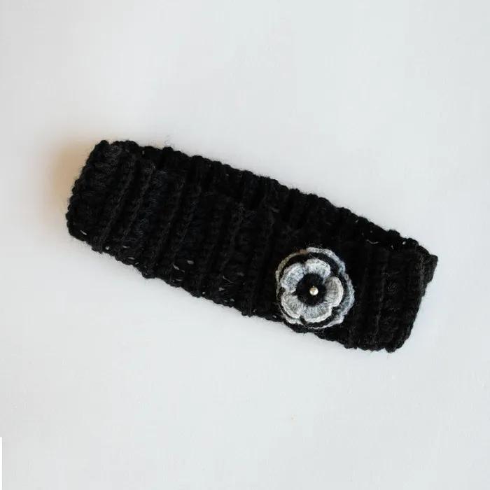 Wool hairy flower corsage hairband & earwarmer