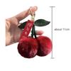 Zakol New Cute Fluffy Rex Rabbit Fur Ball Pompom Leaf Keychain Cherry Key Chain Handbag Car Key Chain Ring Gift