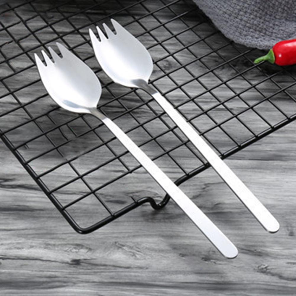 10Pcs Spork Spoon Fork Cutlery Long Handle Spoon Fork Silverware Multipurpose Portable Noodle Fork for Dessert Ice Cream Salad