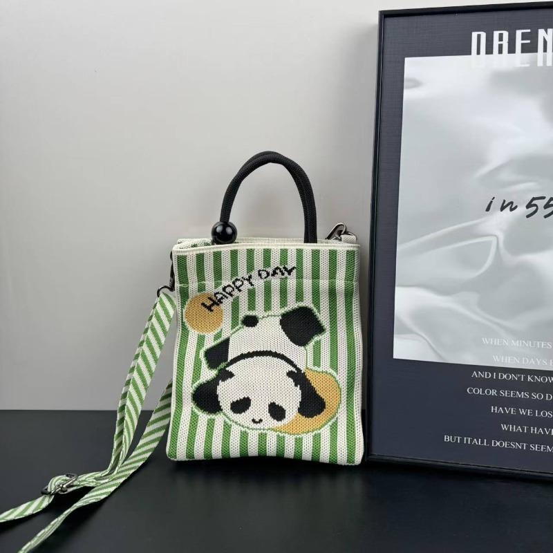 Small Square Bag Women's Handbag Niche Design New Cartoon Knitted Mobile Phone Bag Versatile Commuter Shoulder Messenger Bag