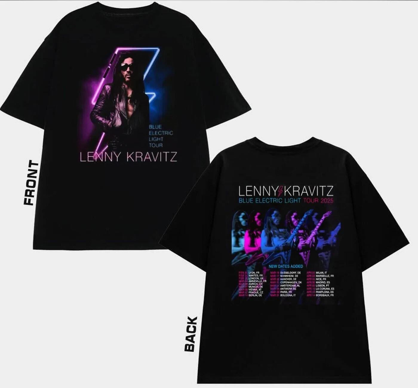 2026 Lenny Kravitz Blue Electric Light Tour T-Shirt Lenny Kravitz Concert XXL