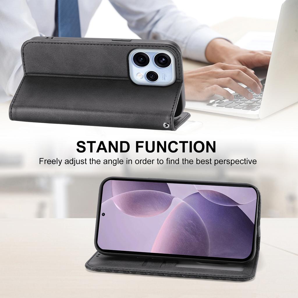 Dla Oppo Reno15 5G (Światowy) / Reno15c 5G (Chiny) Etui Portfelowe z PU Skóry Cielęcej Teksturowanej z Paskiem na Nadgarstek