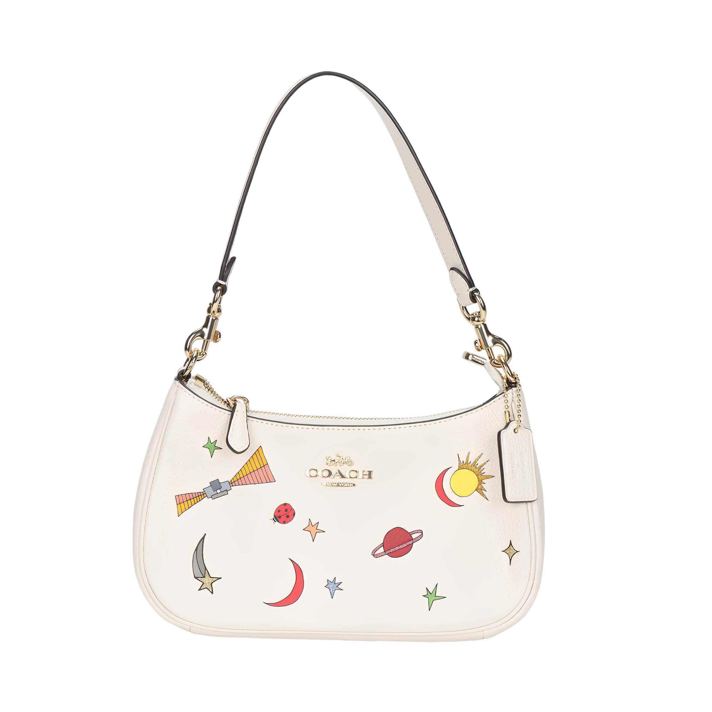

Coach Teri 24 Metal Logo Print Zipper Closure Leather Shoulder Crossbody Tote Bag Medium Women handbags Chalk Multicolor CU388-IMCAH Basic Set (Bag+Dust Bag)