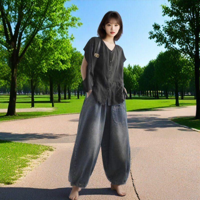 New Large size women's clothing Harlan Jeans loose lantern pants elastic radish casual pants