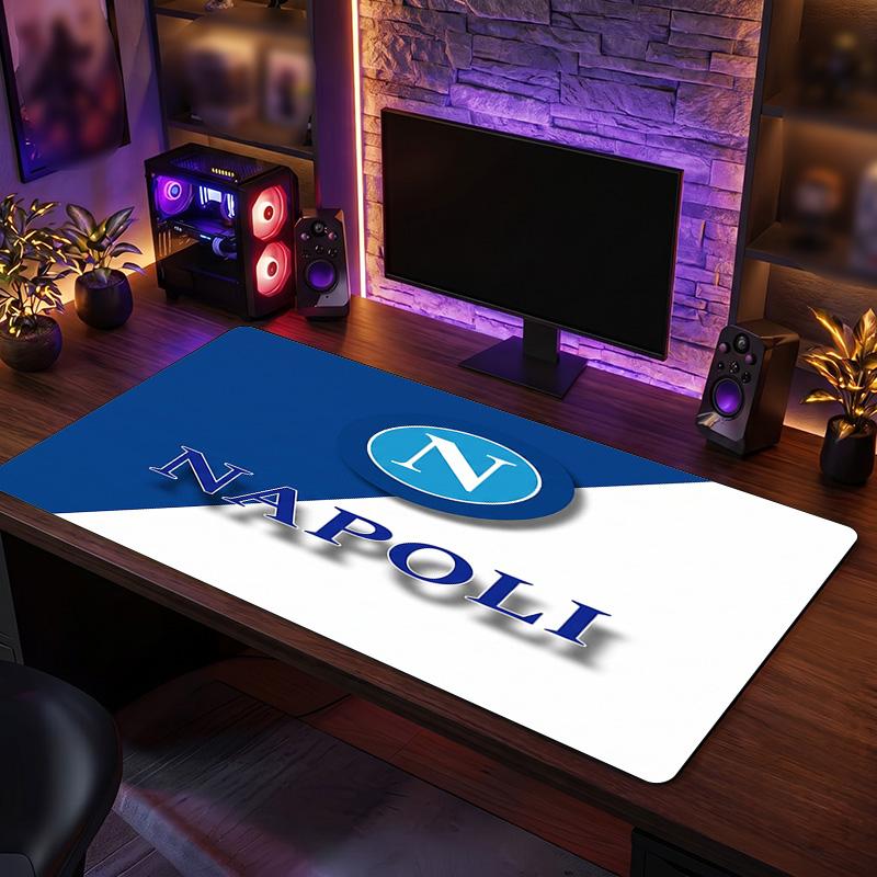 Tappetino per Mouse con Motivo a Tema Napoli FC, Tappetino da Scrivania XXL per Gaming con Logo Calcio, Antiscivolo
