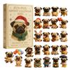 Mops Adventskalender 2025, 24 Tage Weihnachts-Adventskalender mit niedlichen Mops-Hängeornamenten, Weihnachtsgeschenk für Hundeliebhaber
