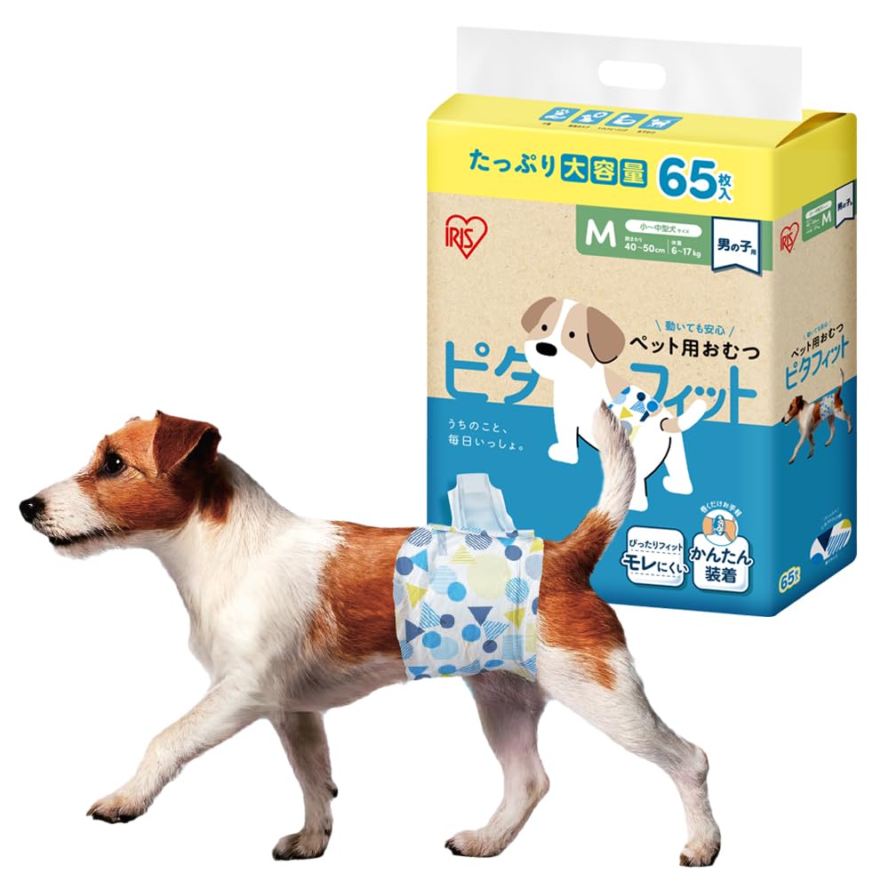 Iris Ohyama Pitafit Pet Diapers M 65 Sheets Male Dogs Long Duration MNPD-M65