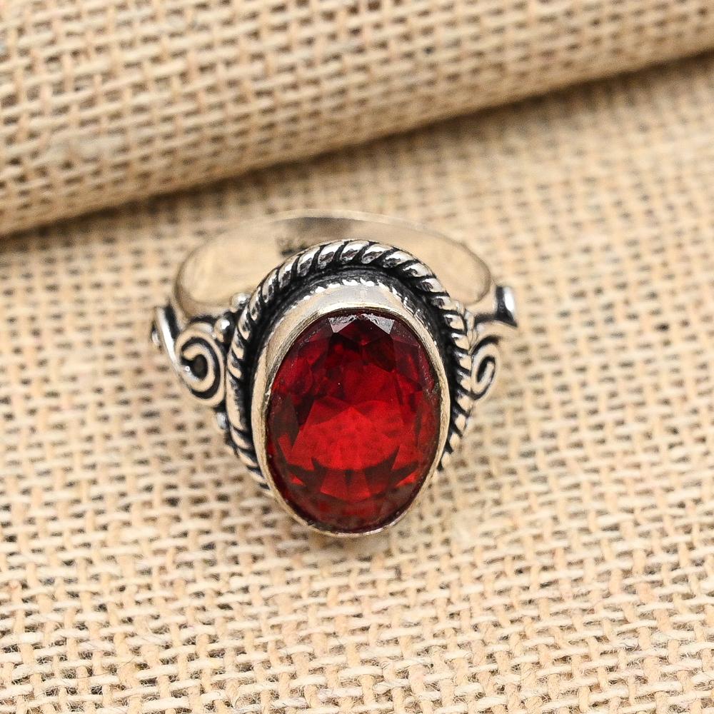 Red Garnet Natural Gemstone Jewelry Handmade Ring 925 Solid Sterling Silver Gift For Her