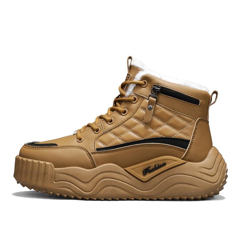 Men's comfort outdoor casual shoes winter plus size high top plush fashion slip-resistant wear-resistant thick sole cotton shoes