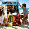 Personalisierter Strandtuch mit individuellem Namen für Five Nights at Freddy's, für Reise Camping Strandparty Heimdekoration, Geburtstagsgeschenk für Familie & Freunde
