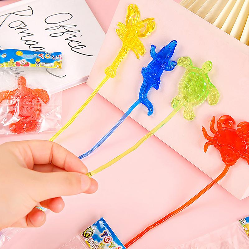 5Pcs Sea Animal Elastic Stretch Sticky Hand Toy Lobster Crab Starfish Tricky Toy Sticky Palm Climbing Wall Toy Kid Party Favors