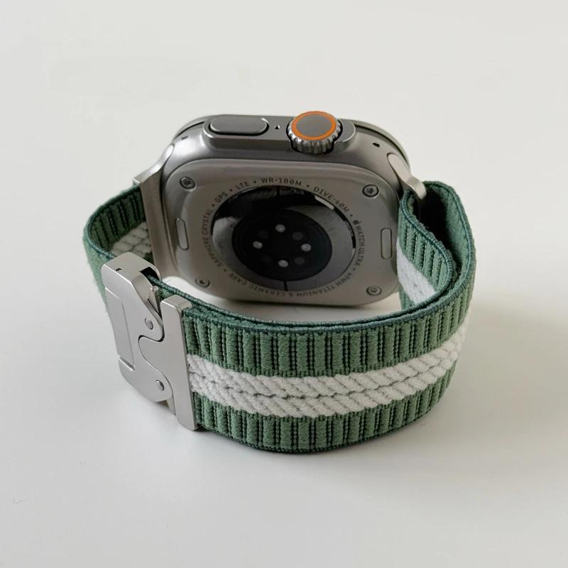 

Нейлоновый ремешок для Apple Watch Band Ultra 2 49 мм 10 9 8 7 46 мм 45 мм 41 мм 44 мм 42 мм Плетеный эластичный браслет для IWatch Series 6 SE Series 10 42mm