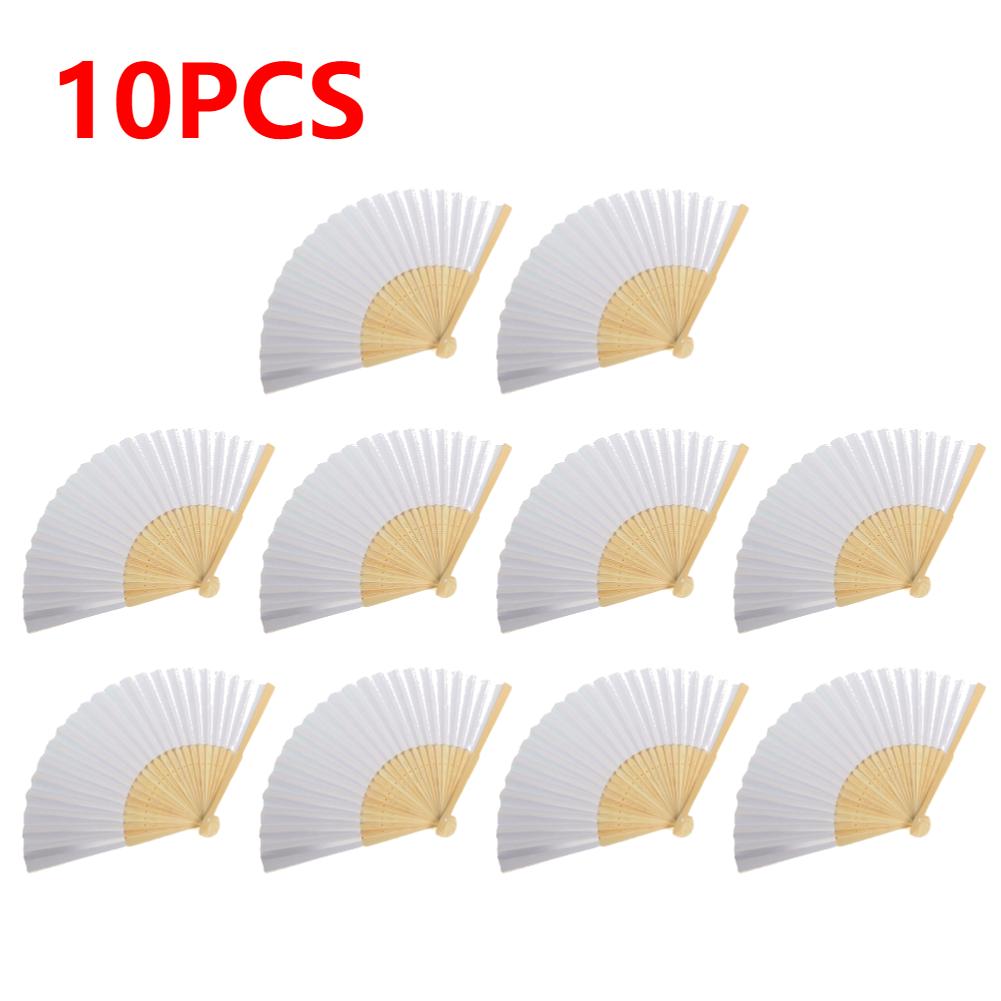 1-50 Stück DIY Papier Bambus Faltfächer Blanko Weiß Faltfächer Hochzeitsgeschenke Erwachsene Kinder Kalligraphie Malerei Übungsfächer