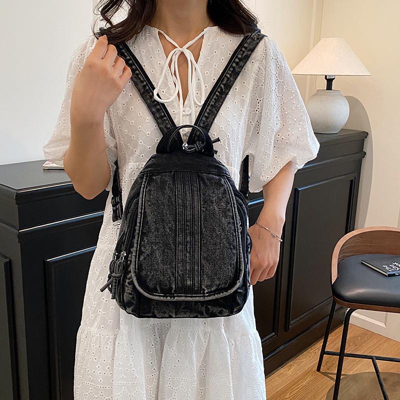 Rucsac din denim pentru femei, ghiozdan de student, geantă de piept multifuncțională