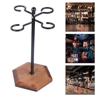 Elegant Freestanding Wine Glass Holder Decorative Inverted Wine Glass Rack with 4 Hangers For Parties And Everyday Use