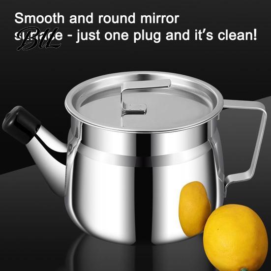 Compact Oil Can Stainless Steel Filter Container with Fine Mesh 1500/2000ml Heat-Resistant Kitchen Multi-use Pan Jug for Frying Lard Grease