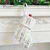 1Pc Christmas White Stocking Letter Embroidery Knitted Handmade Reusable Xmas Tree Hanging Gift Bag Stocking Pendant Party Holiday Decoration
