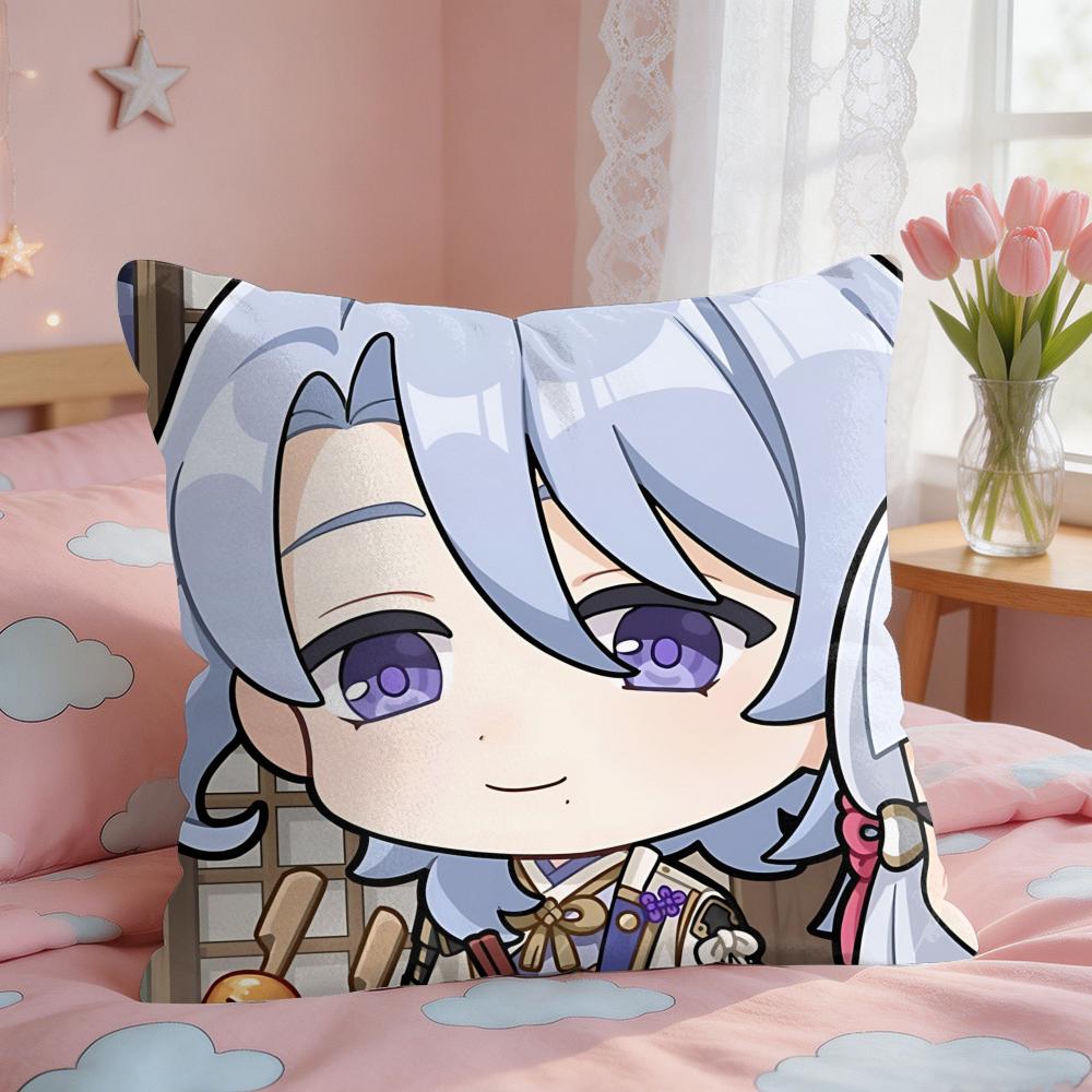 Kamisato Ayato Cute Genshin Cushion Cover Square Short Plush Pillow Case Living Room Sofa Home Decor Funda X