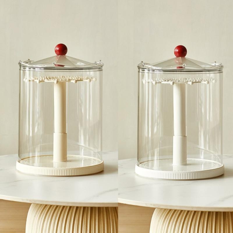 Rotating Display Stand For Collectible Keychains And Mini Figures With Multi Layer Storage Dustproof Clear Cover