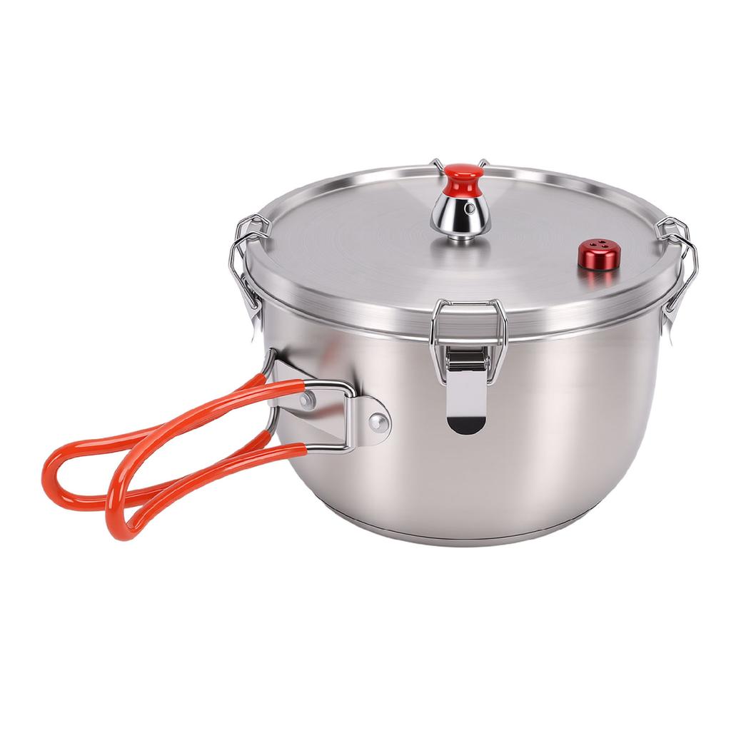 Camping Pressure Pot Stainless Steels Stove Pressure Cooker Outdoor Cookware for Backpacking Hiking Traveling 2500ML