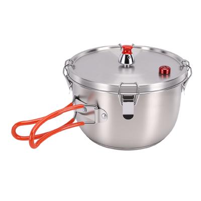 Camping Pressure Pot Stainless Steels Stove Pressure Cooker Outdoor Cookware for Backpacking Hiking Traveling 2500ML