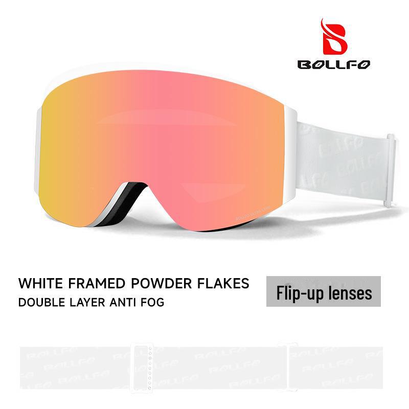 Dual-Use Magnetic Flip Ski Goggles: Day/Night, Double-Layer Anti-Fog & Anti-Snow for Mountaineering