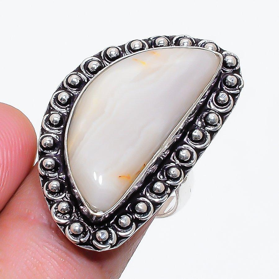 Natural Botswana Agate Gemstone 925 Sterling Silver Jewelry Ring Size 7 ZS-854