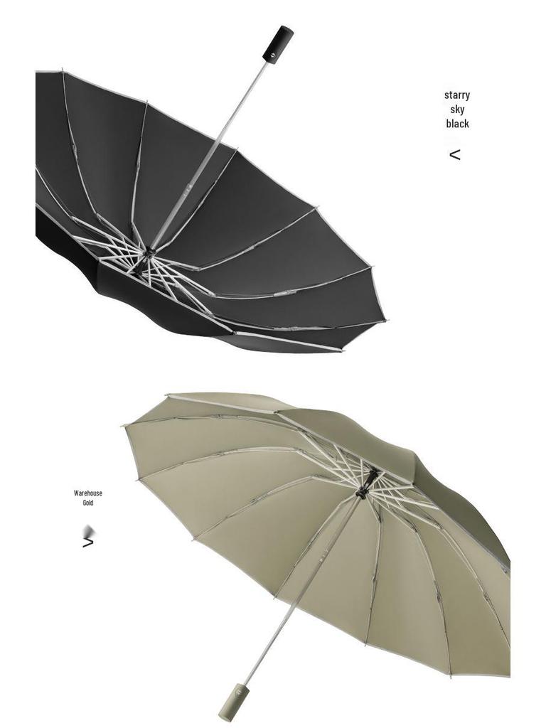 Baodini Windproof Extra Large Reverse Umbrella with Reflective Trim for Three People