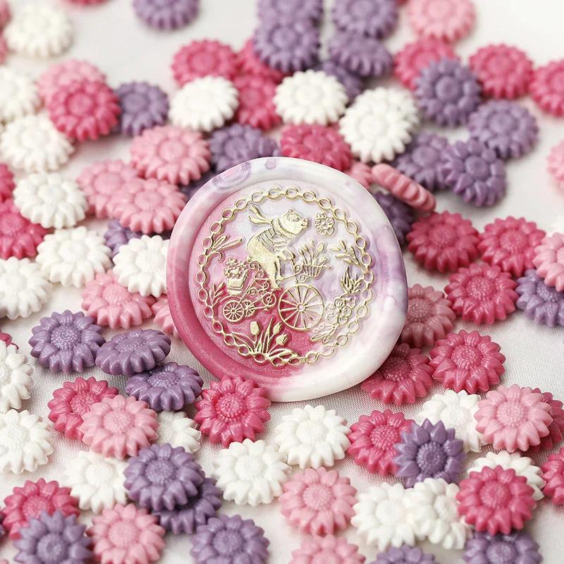 500g Cute Beautiful Mixed Color Sunflower Sealing Wax Particles  for Invitation Envelope Sealing Craft Decoration