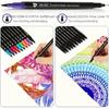 24-color Double-headed Black Pen Marker, Sketch Book and Painting Pen Set, Fine Tip and Wide Tip Design, Two-in-one Professional Art Supplies