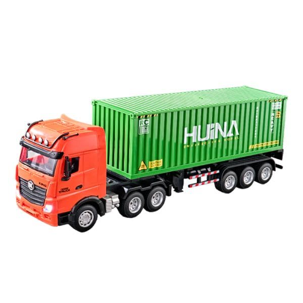 Huina Toys 1317 Scale 9Ch RTR Chassis Type 40ft Marine Container Trailer Radio Control 1/18 2.4GHz 3-Axis Head, 3-Axis (Green)