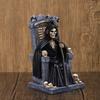 Death God Statue Halloween Decoration Resin Skeleton Throne Figurine Halloween Home Party Horror Skull Head Table Ornament Gift