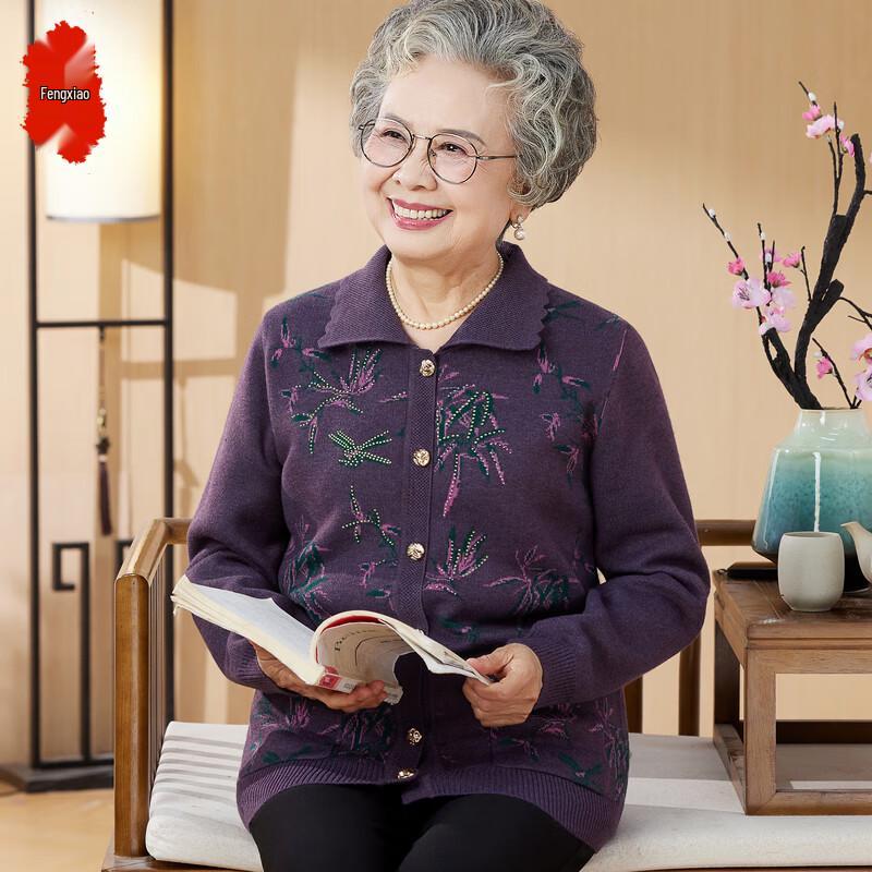 

Женский вязаный кардиган с цветочным узором для женщин среднего и пожилого возраста 3XL