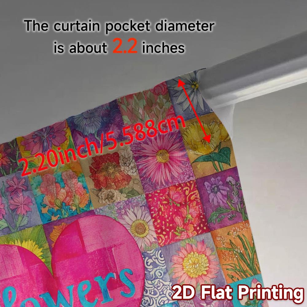 2D Flat Printing  JIT 2pcs   Curtains (Without Rod) FloralHeartPatchwork Chic Curtain Fabric Polyester Curtains Decorations Inside