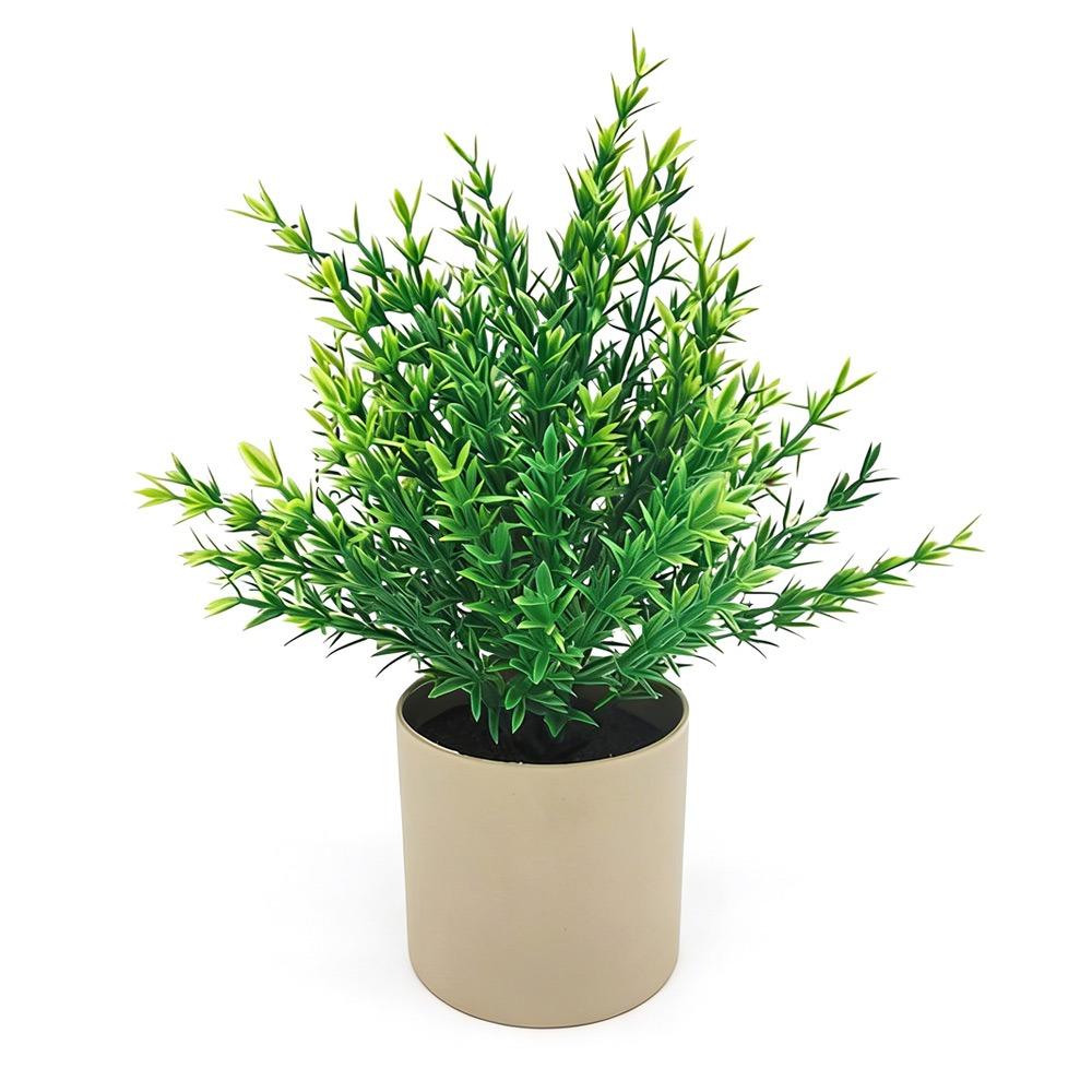 Creative Green Leaves Artificial Grass Bonsai Photo Props with Flowerpot Potted Plant Ornament Faux Flowerpotted Gift